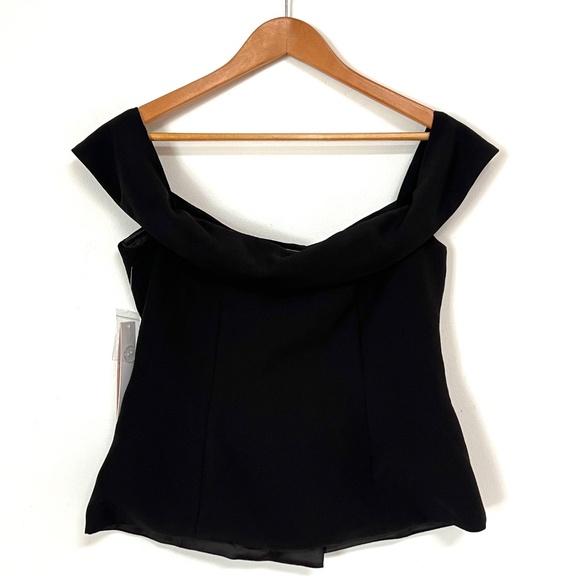 Aqua Double-Breasted Off-Shoulder Blouse – Black NWT $78 - Picture 5 of 10